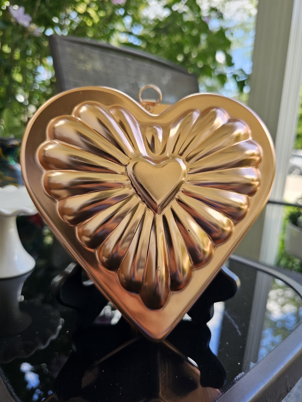 Vintage Copper Tone Heart Mold 3.5 Cups - Wall Hanging Decor